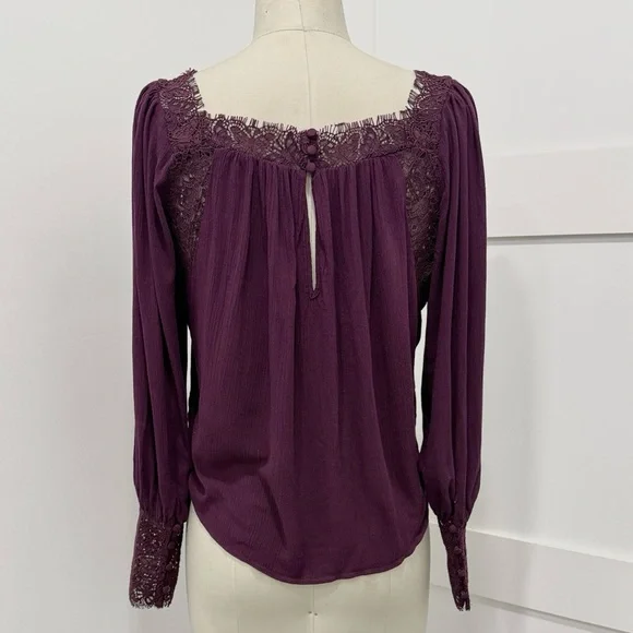 Free People Whimsigoth Fairy Flutter By Lace Oversized Blouse in Purple Size XS - Picture 4 of 9